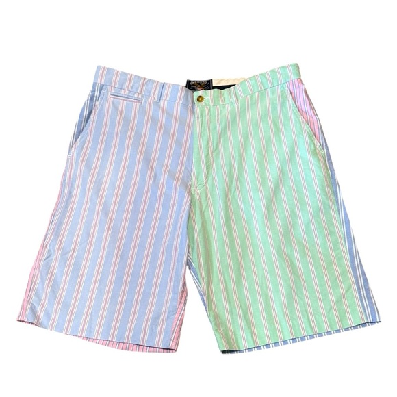 American Living Pastel Color Block Pinstriped 11” Oxford Colorful Mens Shorts 38 - Picture 1 of 12